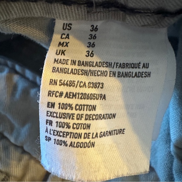 American Eagle Outfitters Flat Front Shorts Gray 100% Cotton Men’s Size 36 - Picture 5 of 10